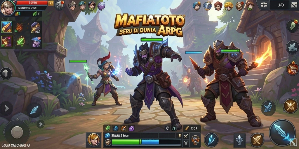 Tampilan gameplay ARPG MAFIATOTO yang menampilkan pertarungan seru.