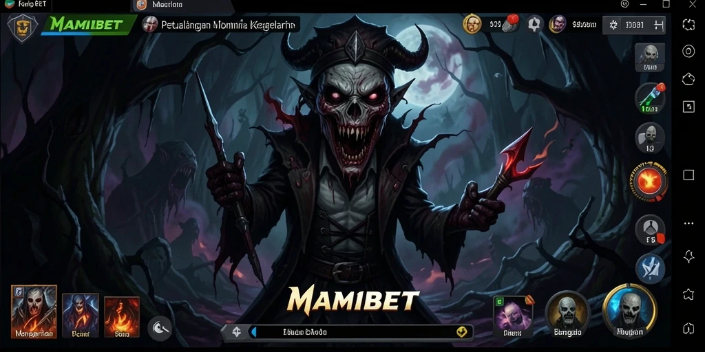 Screenshot gameplay MAMIBET yang menampilkan suasana horor yang mendalam.