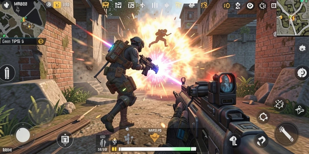 Tampilan gameplay seru dalam MR888 dengan pertempuran mendebarkan.
