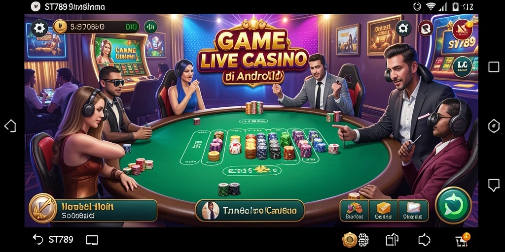 Screenshot ST789 menampilkan dealer langsung dalam permainan kasino yang menarik.